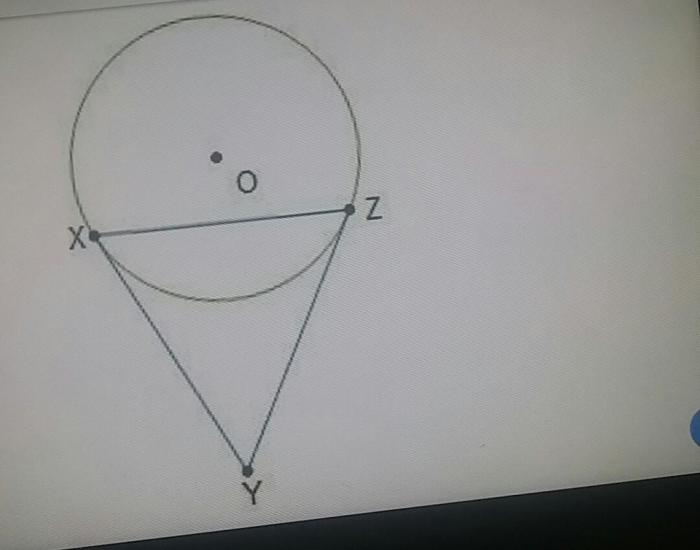 Line segments xy and zy are tangent to circle o